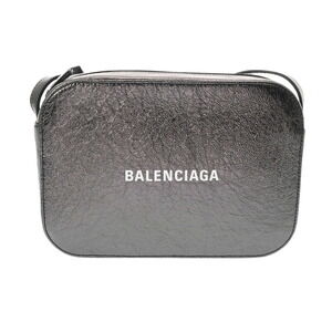 BALENCIAGA Camera Bag Silver Metallic Leather Shoulder